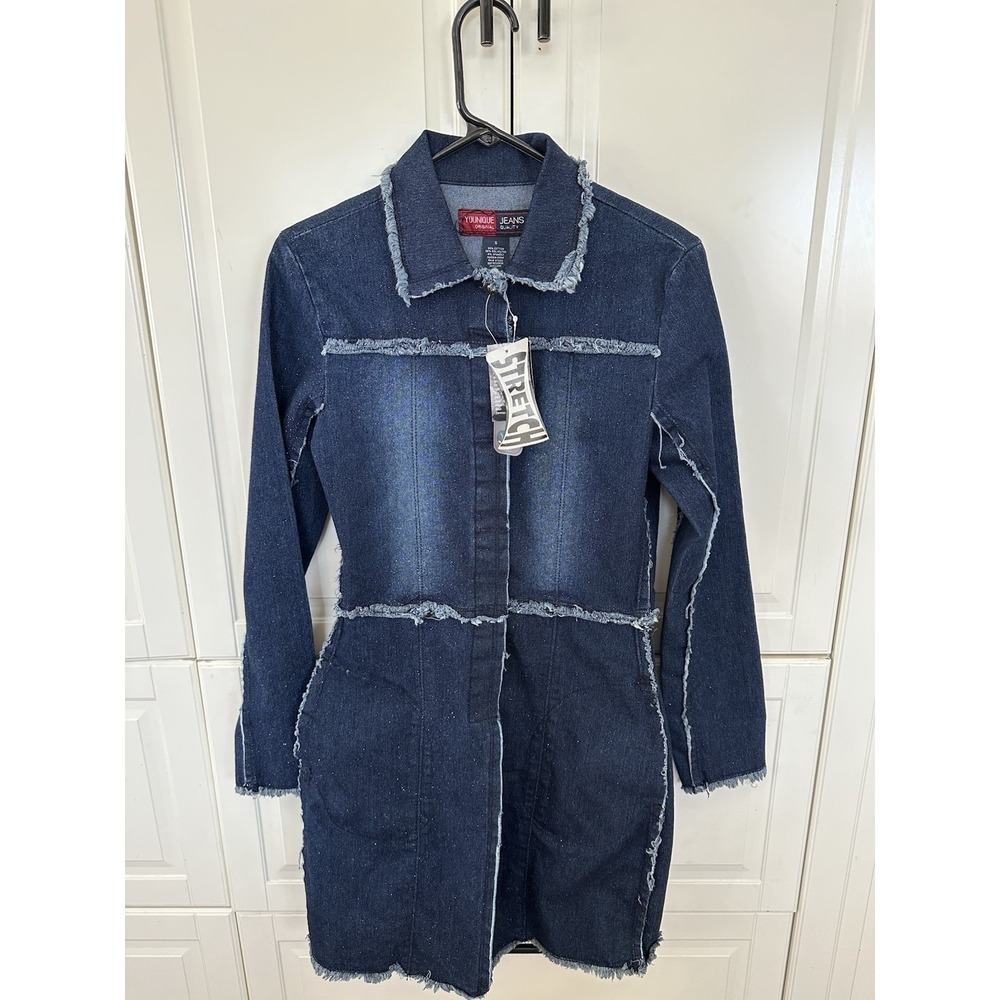 Younique Jeans Medium Retro Sparkle Stretch Denim Dress Size Small